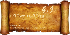 Göncz György névjegykártya